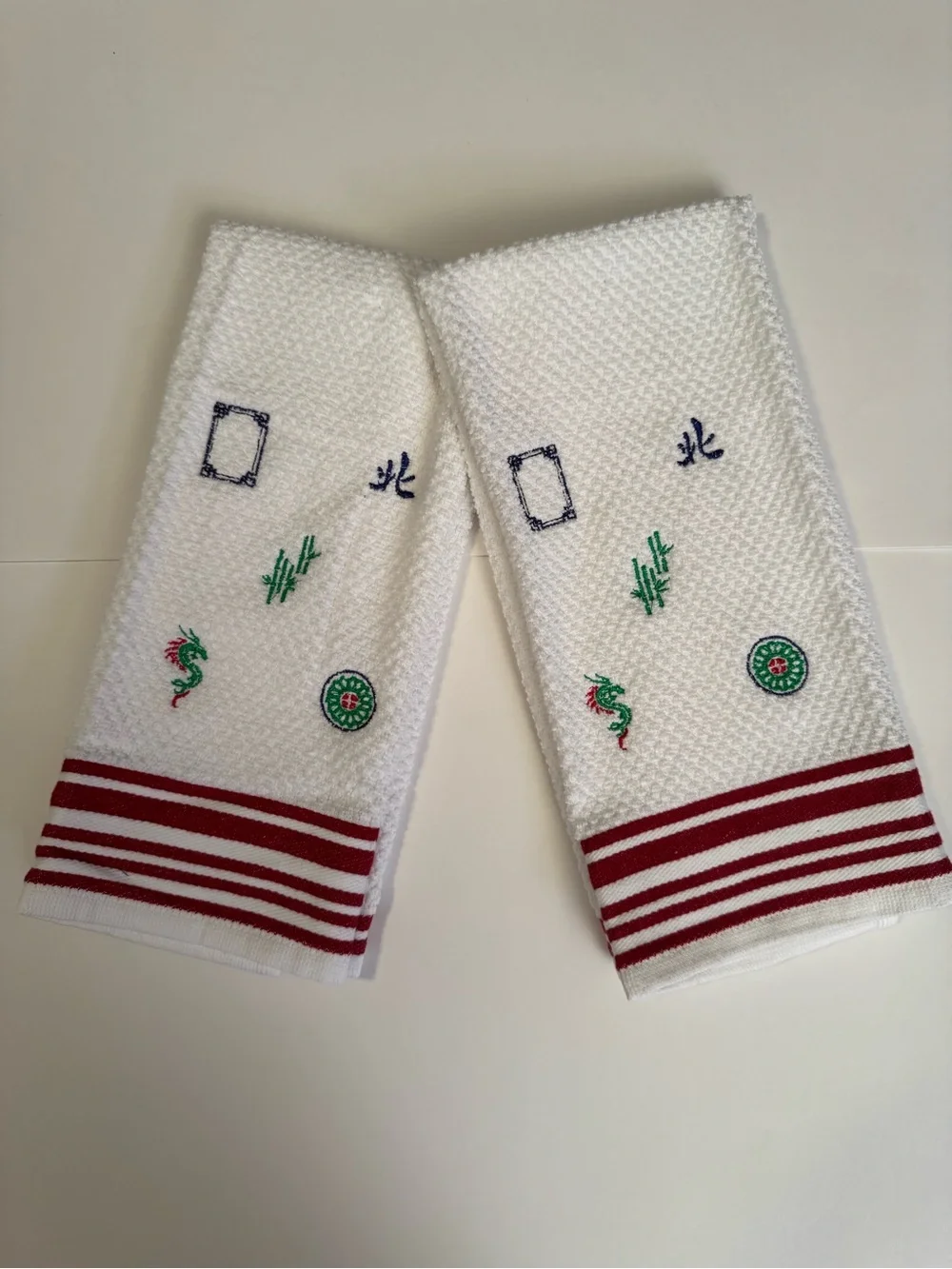 Mahjong Embroidered Hand Towels